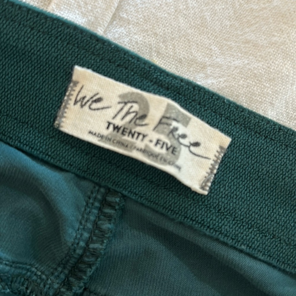 Green corduroy, low rise, bellbottoms pants from free people